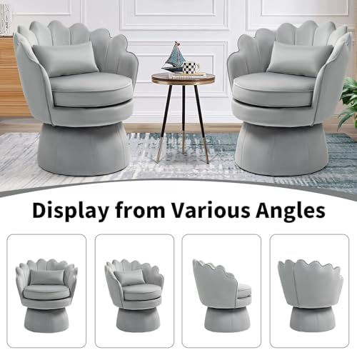 ZJhome 360° Swivel Accent Chairs Set of 2, Mid-Century Modern Velvet Barrel - Image 5