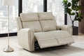 THSUPER Beige Genuine Leather Power Recliner Sofa Loveseat by ComfortLivingSofas