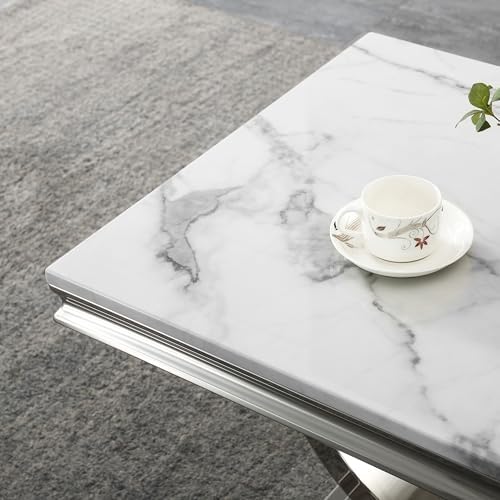 Modern Faux Marble End Table, Faux Marble Side Table - Image 5