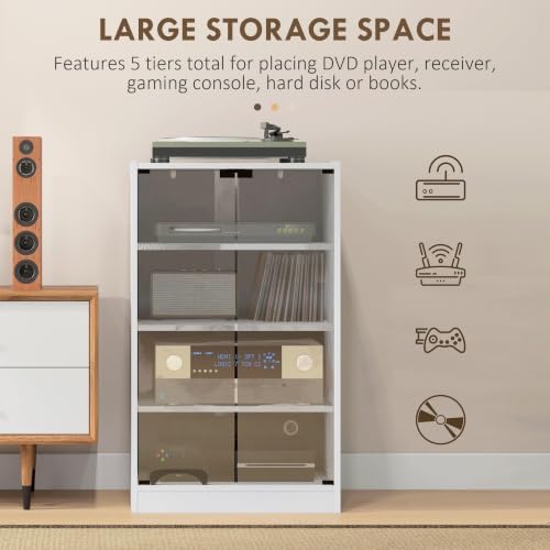 HOMCOM Media Cabinet 4-Tier Stereo Cabinet - Image 5
