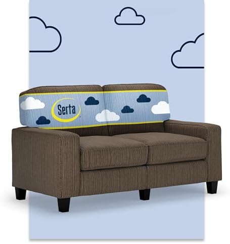Serta Palisades 61" Track Arm Sofa, Easy Care Polyester, Soft Pillow Back by Serta