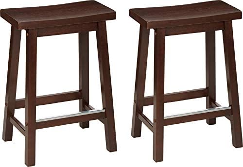 Amazon Basics Solid Wood Saddle-Seat Counter Height Bar Stools by AmazonBasics