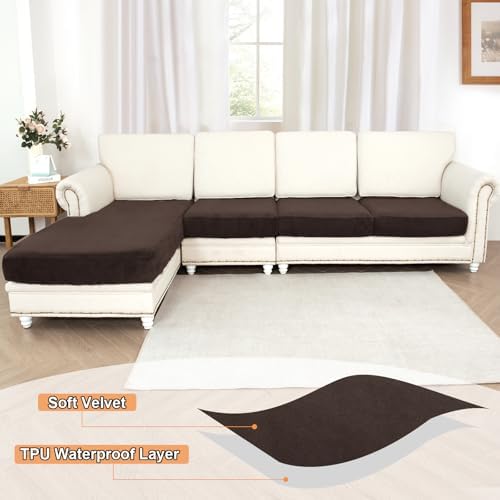 NAISI Waterproof Couch Cushion Covers Thick Velvet Fabric Washable Sofa - Image 2
