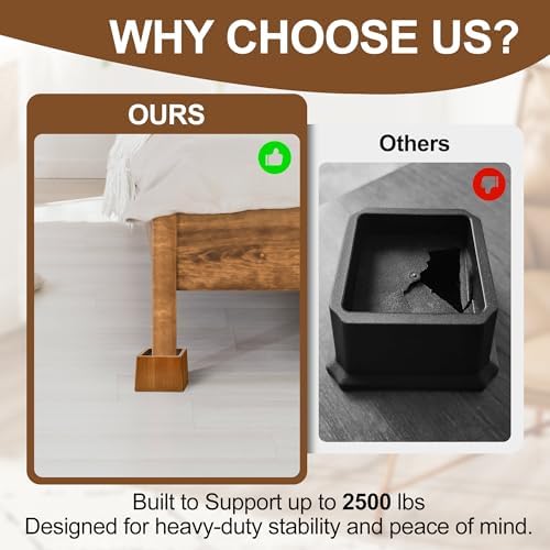 Wooden Bed Risers 3 Inch Heavy Duty, Support 2500 lbs - Image 6