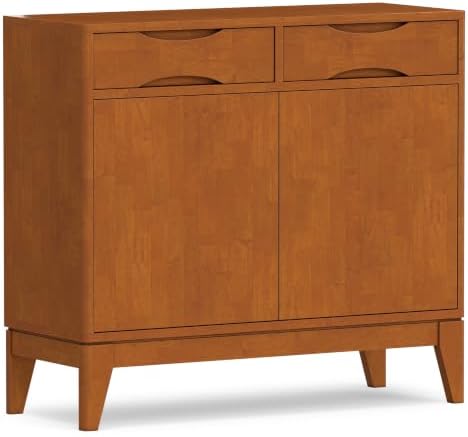 SIMPLIHOME Harper 40" Wide Solid Wood Cabinet in Teak Brown by SimpliHome