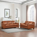Hydeline Magnum Top Grain Leather Sofa and Loveseat Set, Nutmeg Brown, Memory by HydelineFurniture