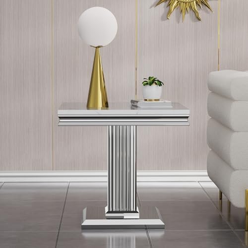 Henf 23in Square End Table Faux Marble End Table by Henf