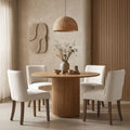 Mid-Century Dining Chairs Set of 4, Linen Fabric Solid White Kitchen Chairs by DMFurniture