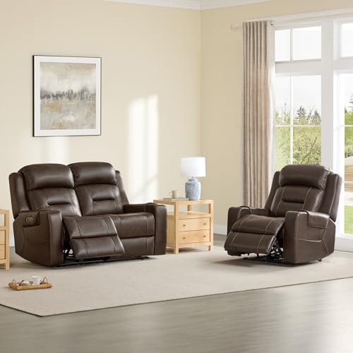 Watson & Whitely Genuine Leather Lay Flat Power Reclining Loveseat - Image 7