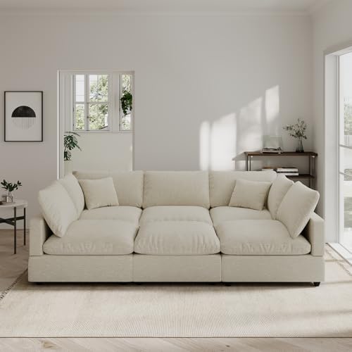 Linen Modular Sectional Sofa Cloud Couch by Gtilzria