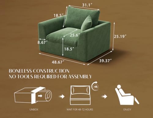 ohllob 48.6" Single Sofa, Small Boneless Couches - Image 2