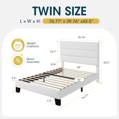 WEEWAY Twin Size Velvet Bed Frame - Image 2