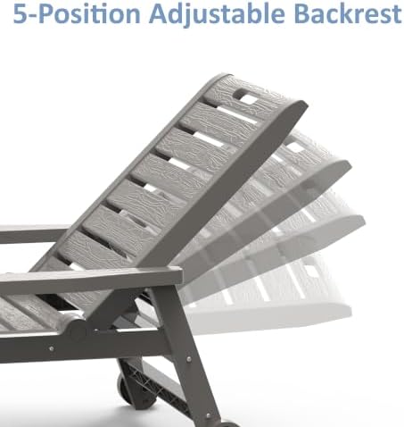 Outdoor Chaise Lounge Chairs, 5-Position Adjustable Backrest, Waterproof - Image 4
