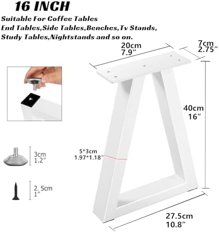 16 Inch Metal Table Legs, Trapezoid Bench Legs Coffee & Side Table Feets - Image 5