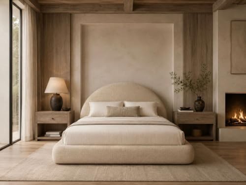New Round Bed Upholstered Bed Frame –Washable Zip Cover, Modular Minimalist by CloudFrame
