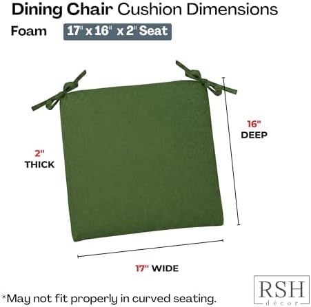 RSH DECOR: Outdura Foam Chair Cushions Set of 2 | 17" x 16" x 2" | All-Weather - Image 3