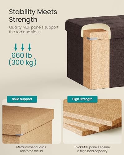 SONGMICS 43.3 Inches Folding Storage Ottoman Bench, Load 660 lb - Image 5