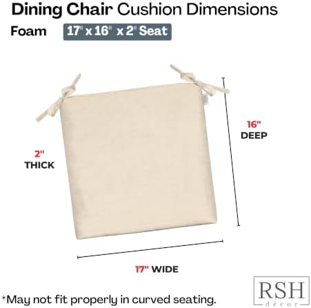 RSH DECOR Sunbrella Foam Chair Cushions Set of 2 | 17x16x2 | All-Weather - Image 3