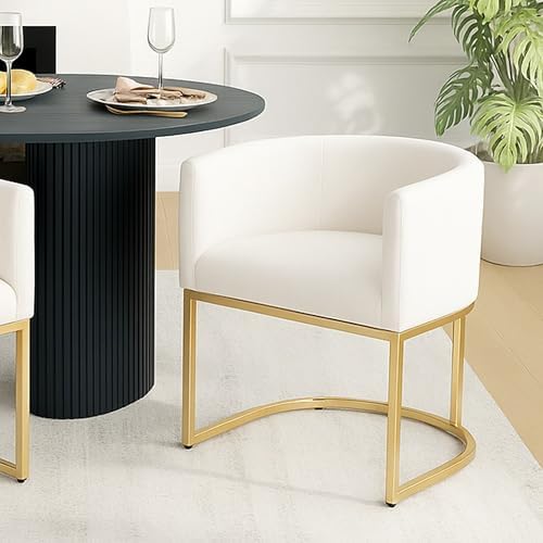 HNY Mid Century Modern Upholstered Barrel Dining Chair by HNY