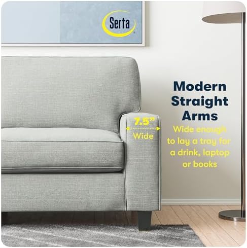 Serta Palisades 73" Track Arm Sofa, Easy Care Polyester, Soft Pillow Back - Image 6
