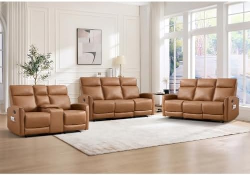 ANJ 2-Piece Premium Faux Leather Manual Reclining Sofa Set, Include Loveseat by ANJ