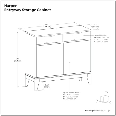 SIMPLIHOME Harper 40" Wide Solid Wood Cabinet in Teak Brown - Image 3