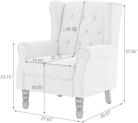 High Back Accent Chair, Fabric Upholstered Wingback Armchair - Image 2