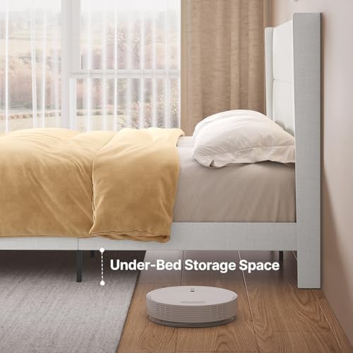 Gizoon King Bed Frame with Wingback Headboard, Upholstered Platform Bed - Image 6