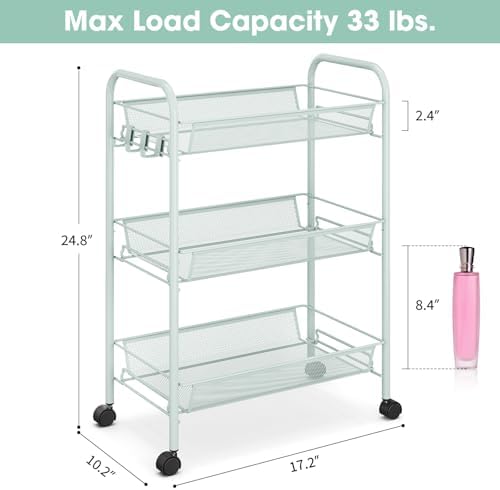 TOOLF 3 Tier Rolling Cart, Metal Utility Storage Cart - Image 6