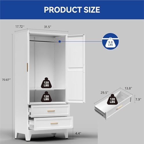 COFaR Metal Armoire Wardrobe Closet - Image 3