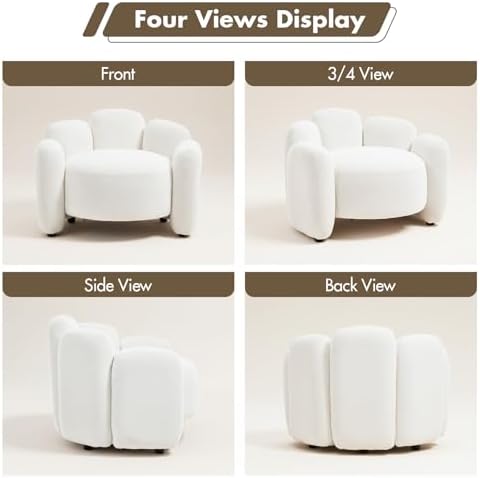 Hyfirm White Barrel Accent Chair – Modern Upholstered Living Room Chair - Image 6