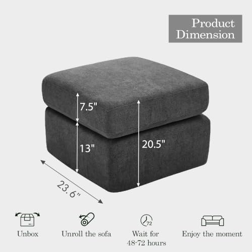 23.6" Boneless Sofa Ottoman, Modern Cloud Couch Ottoman, Upholstered Footrest - Image 2