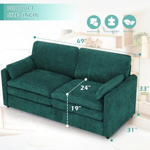 3 Pieces Chenille Sofa Set w/Two Arm Pillows - Image 5