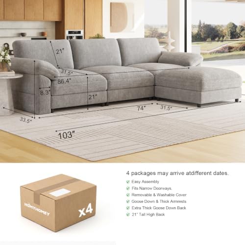 Oversized Sectional Couches for Living Room, Modular 3 Seater Cloud Sofa - Image 2