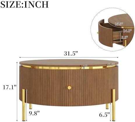 31.5" Coffee Table Living Room Brown CoffeeTable - Image 2