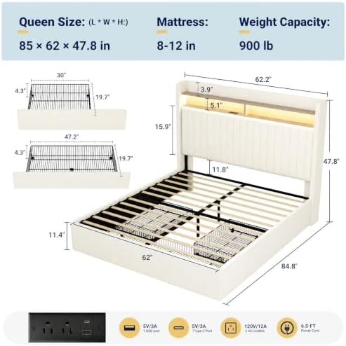 SHA CERLIN Queen Upholstered Platform Bed Frame - Image 2