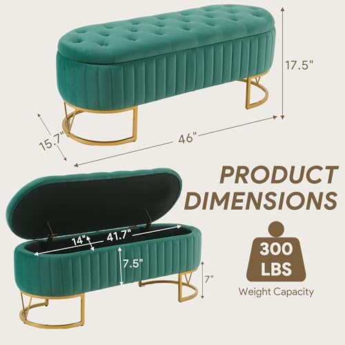 Velvet Oval Upholstered End of Bed Bench - Image 2