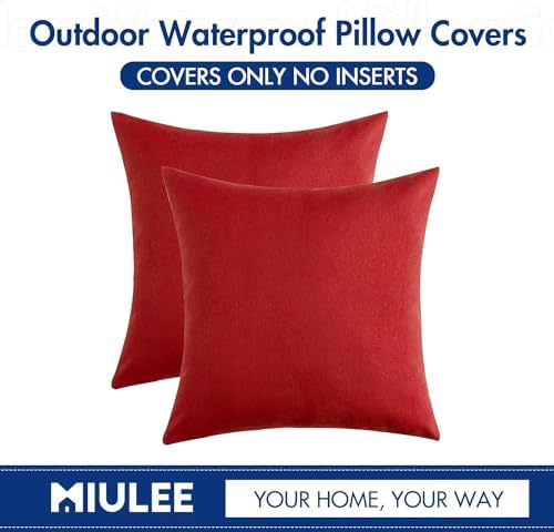 MIULEE Decorative Outdoor Pillow Covers Christmas 18x18 Red - Image 6