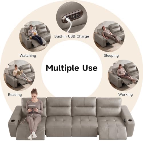 Power Recliner Sofa Genuine Leather Wall Hugger Recliners - Image 6
