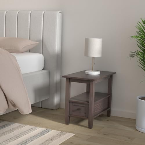 SIMPLIHOME Warm Shaker 14" Wide Solid Wood End Table in Brunette Brown - Image 2