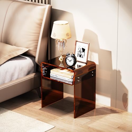 Clear Acrylic End Table 2-Tier Bedside Nightstand - Image 2