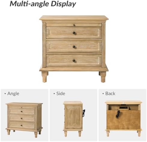 HULALA HOME Farmhouse 3 Drawer End Table - Image 7