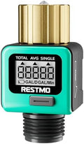 RESTMO Water Flow Meter with Brass Inlet Metal Thread, Measure Gallon/Liter by Restmo