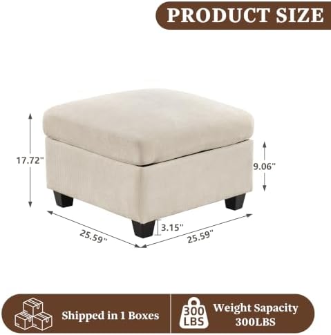 25.6'' Square Storage Ottoman Module - Image 2