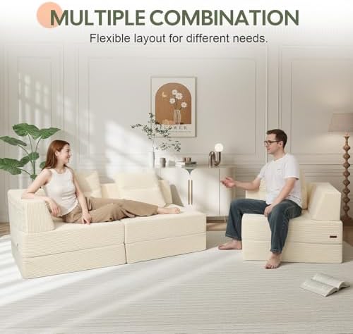 COMAX Futon Sofa Bed, Convertible Sofa Bed, Folding Boneless Couches - Image 4