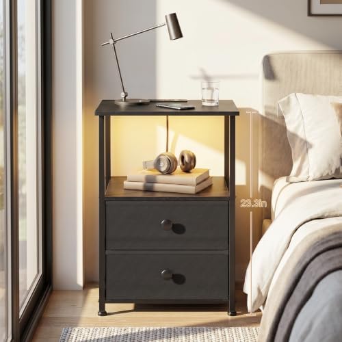 LOAKEKEL Nightstands Set of 2, LED Night Stand - Image 2