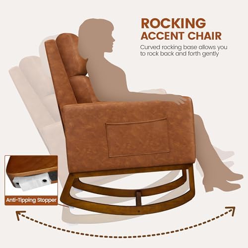 Yaheetech 28in Wide Padded High Back Nursery Rocking Chair - Image 6