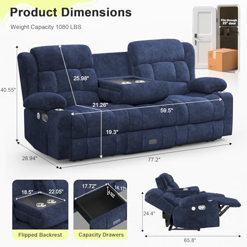 RV Loveseat Recliner Sofa, 3 Seater Reclining Sofa - Image 2