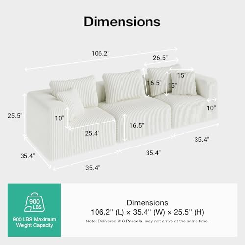 Novilla 106" Modular Sectional Sofa, Deep Seat Modern Cloud Sectional Couch - Image 2