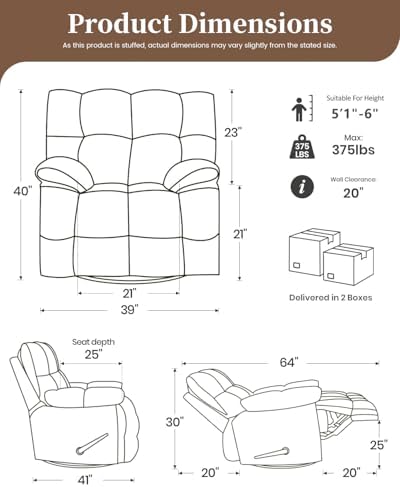 Oversized Manual Recliner Chair - Image 3